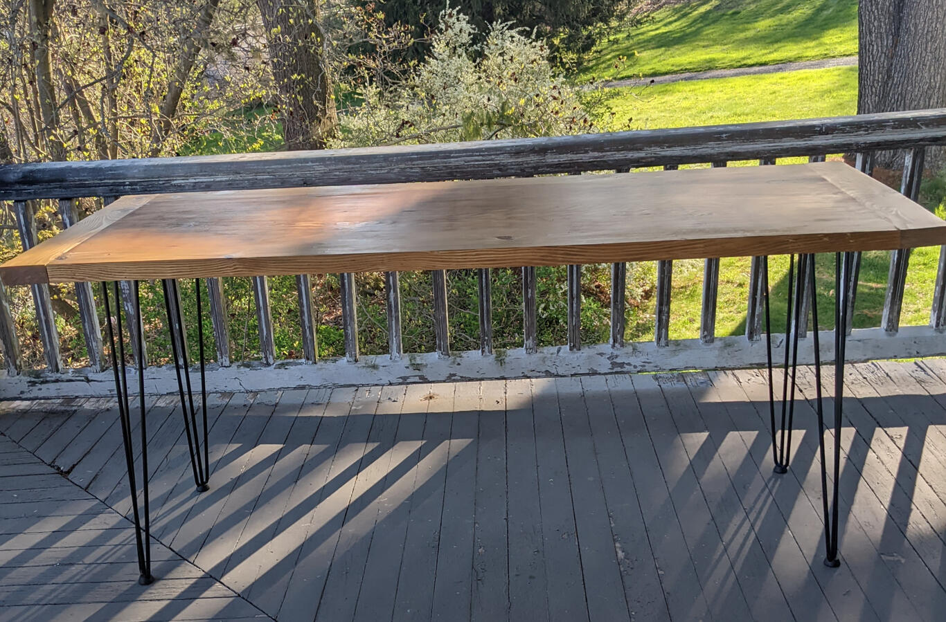 American Chestnut table featuring hairpin legs American Chestnut table featuring hairpin legs